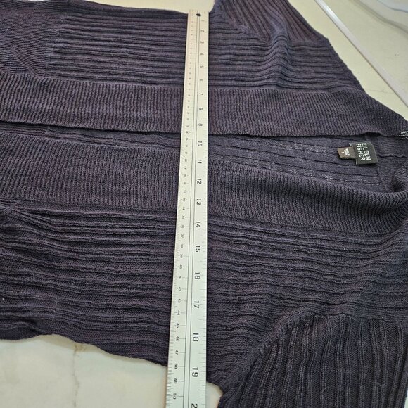 Eileen Fisher Sweater Cardigan Size Small Navy Blue Lightweight Open Front - Picture 7 of 8